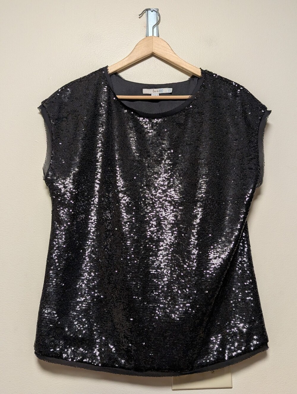 Boden Black Sequin Top US 6 UK 10 Cap Sleeve Party Blouse